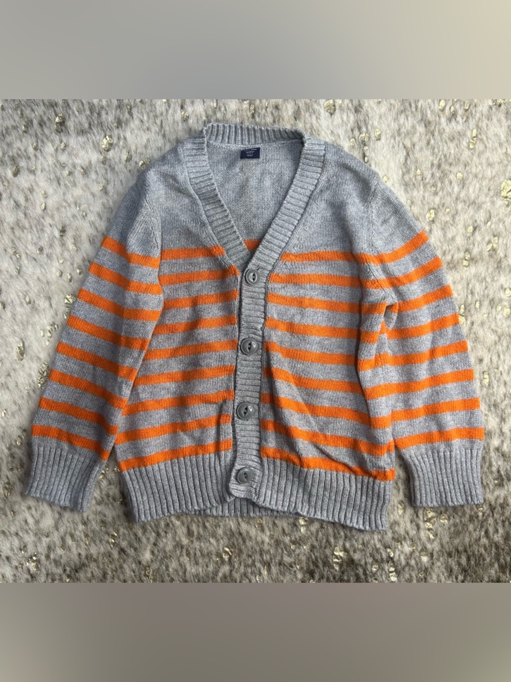 5‎ for $25🔥Baby Gap Striped Orange & Grey Cardigan Sweater 3T